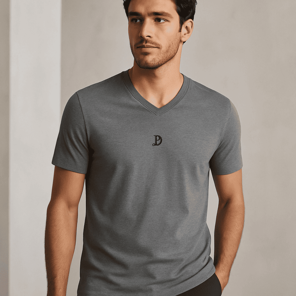 Weiches Bio Baumwolle V-Neck Herren Premium T-Shirt