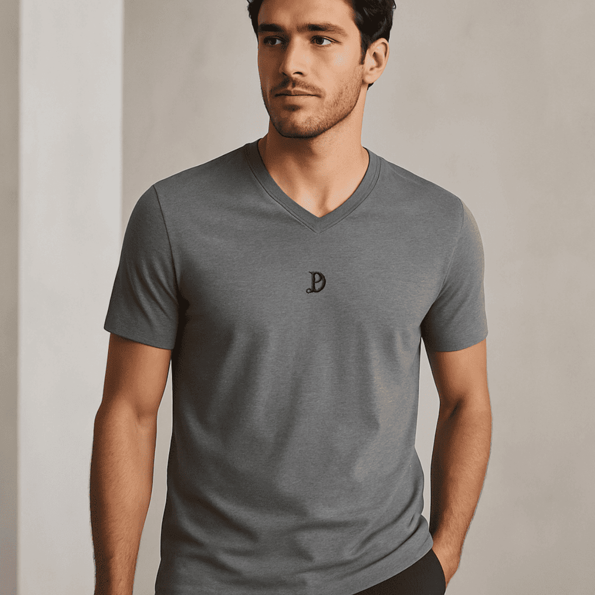 Weiches Bio Baumwolle V-Neck Herren Premium T-Shirt