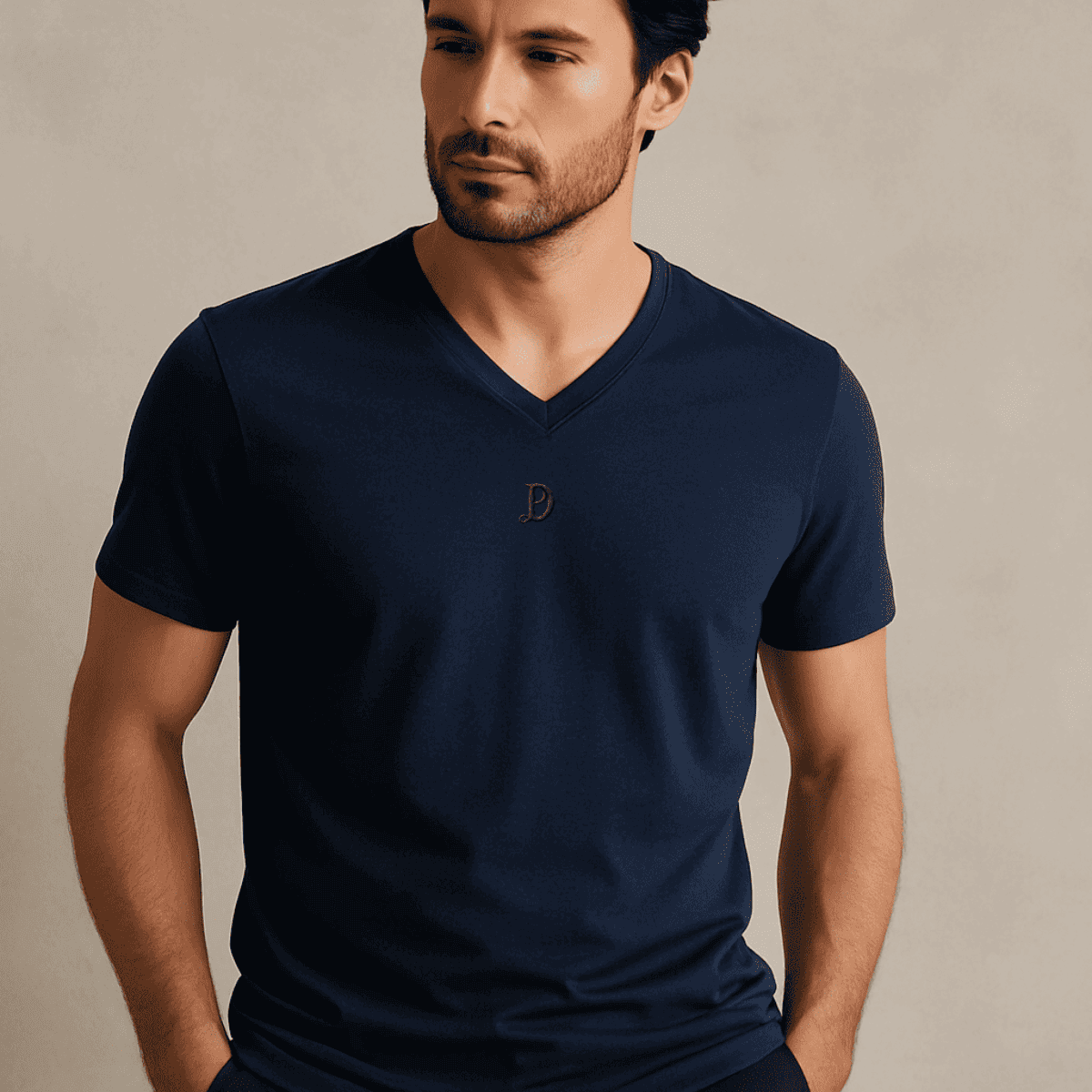 Weiches Bio Baumwolle V-Neck Herren Premium T-Shirt